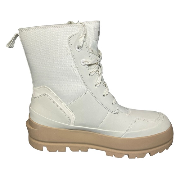Ugg The Lug Boots Leather Canvas Combat Waterproof Bright White Womens Size 9 - Picture 8 of 16